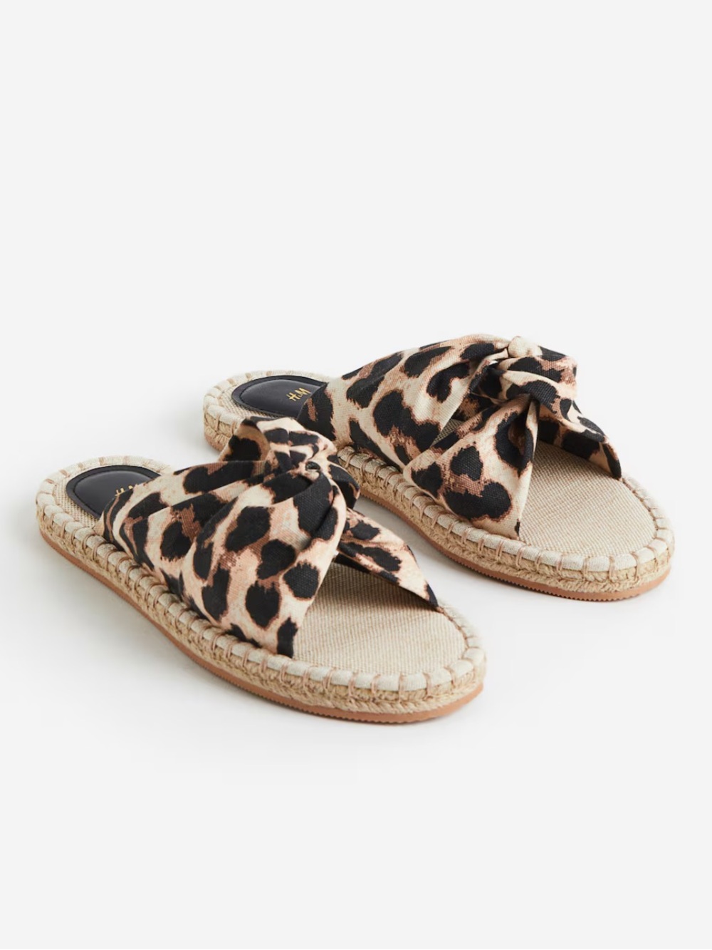 🦋3/$50 Boho Coastal Vacation Knot Tie Leopard Jute Espadrille Slides H&M 7.5